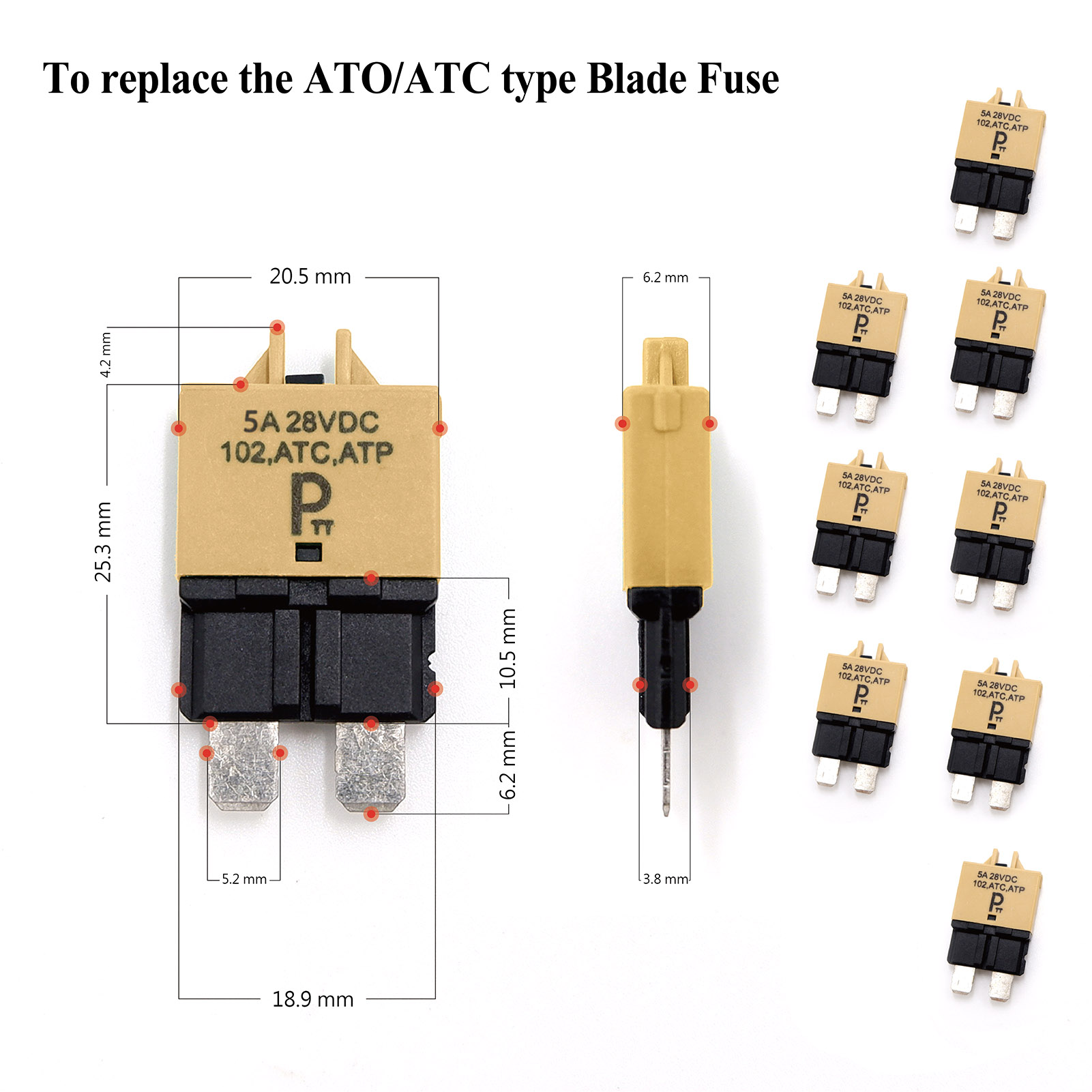 5A Automotive ATC/ATO Circuit Breakers T3, ManualReset