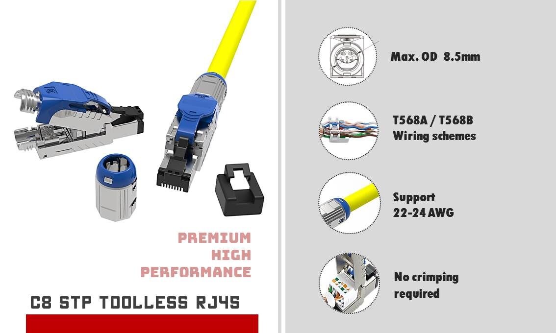 Cat.8 STP Werkzeug weniger Stecker