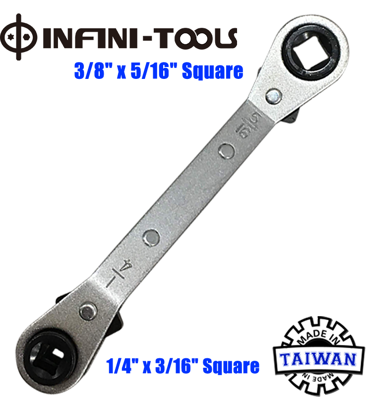 1/4 x 3/16 Square x 3/8 x 5/16 Square Wrench with HVAC Ball Valve Adapter 1/4 5/16 SAE for R22 R12 R410a Air Conditioning Refrigeration Ratchet Wrench 4 Different Sizes 