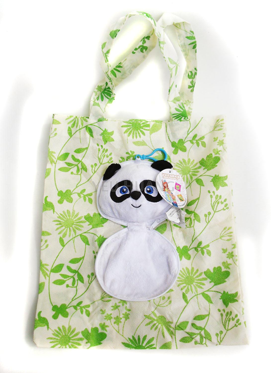Custom OEM folding shopping bag into panda stuffed animal maker