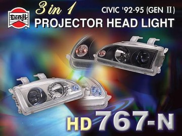 DENJI Headlamp Projector DJ-HD767-N CIVIC 92-95' (GENII) Projector Headlamp