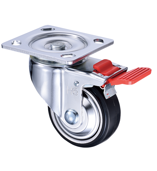 100mm Heavy Duty Dolly Total Lock Brake Rubber Wheels HO CASTER