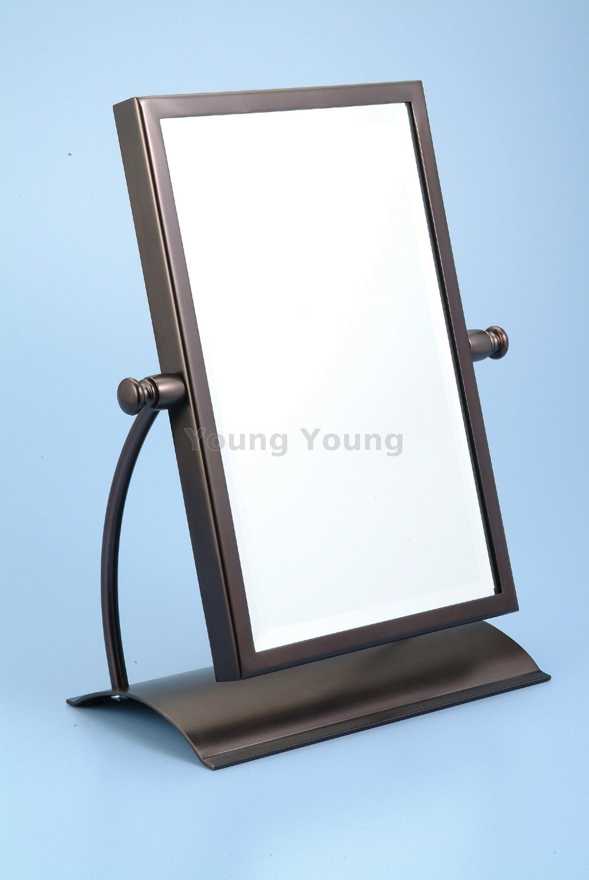 Brass and Stainless Steel Rectangular Vanity Mirror Swivel Table
