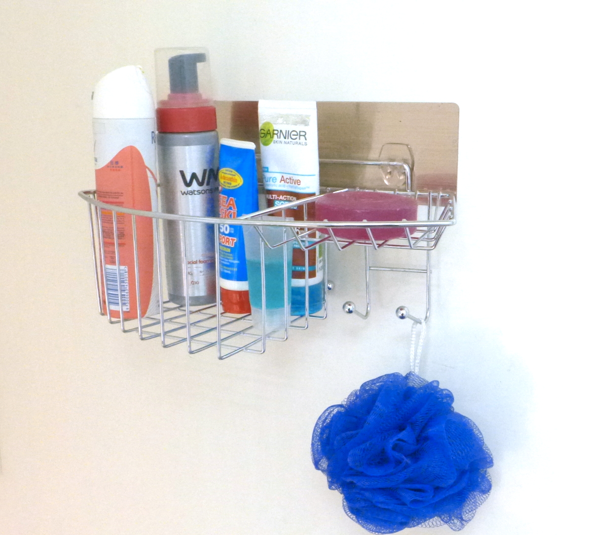 Shower Caddy & Soap Dish & 2 Hanging Hooks With Adhesive Wall Sticker