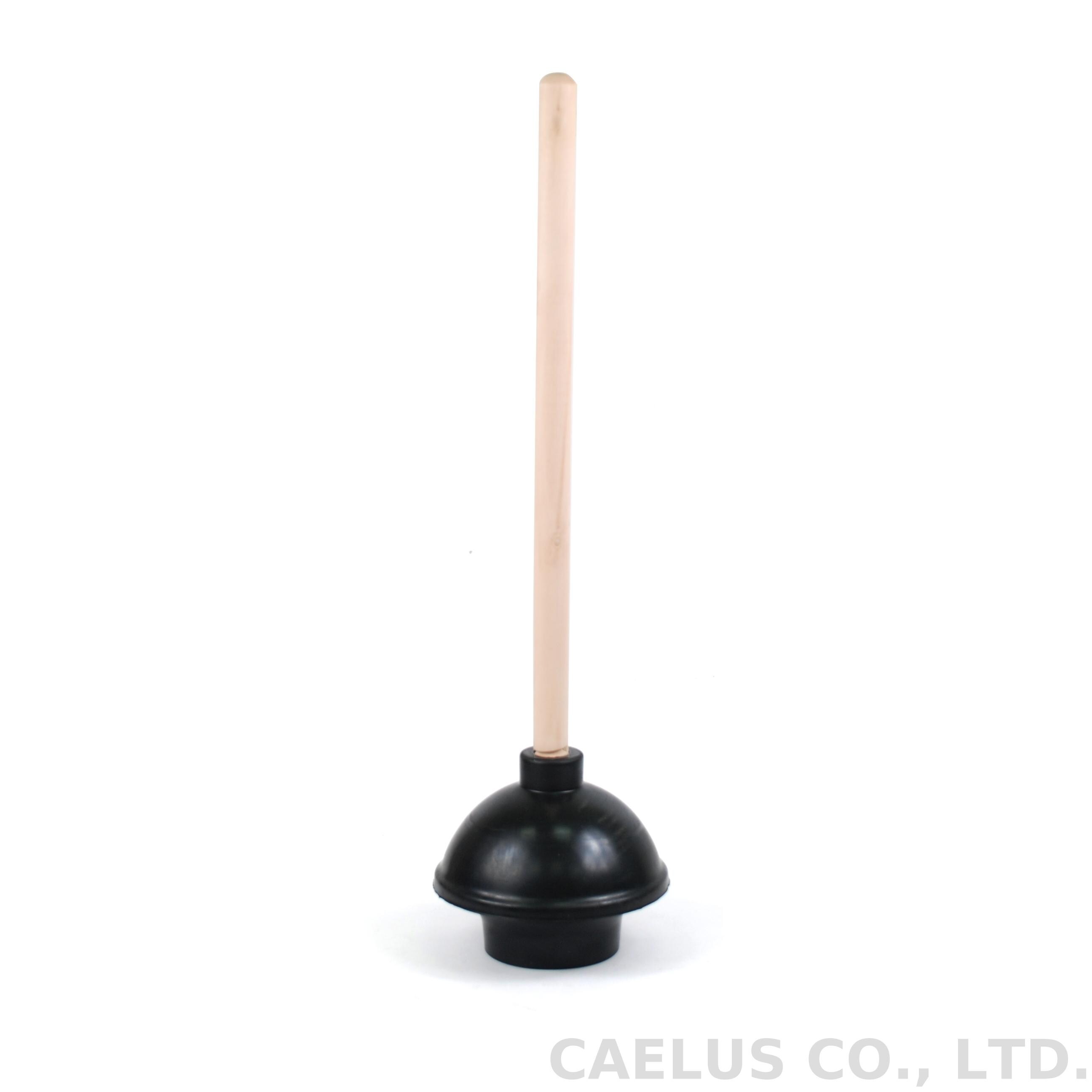 Caelus 6" Black Cup Plunger 16" Heavy Duty Wood Handle Toilet Plunger