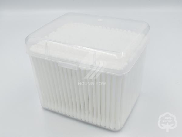 Plastic Stick Cotton Ear Buds In Rectangular Pp Can 400 Pcs