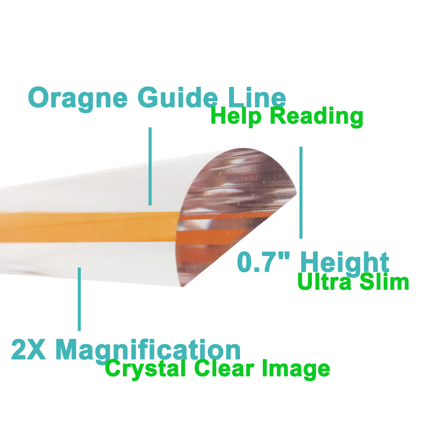 Reading Bar Paperweight 2X Bar Magnifier With Color Guiding Line