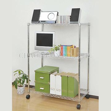 3 Layer Shelf Steel Wire Metal Shelving Rack With Mobile Castors