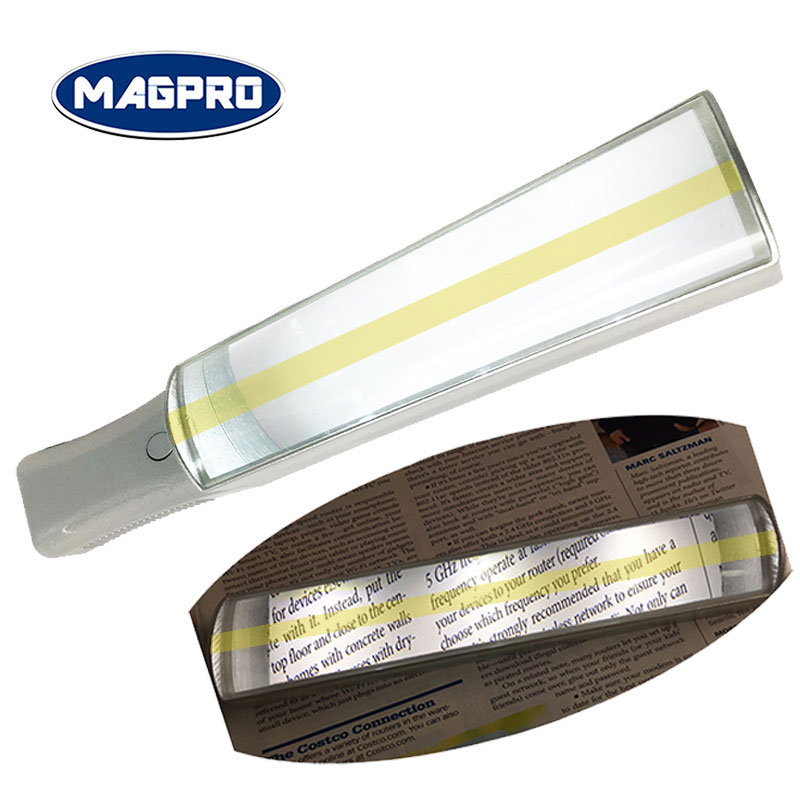 LED Lighted Magnifier Handheld Bar Magnifier Lighting With Yellow