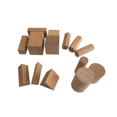 14 Shapes Plain Wood Prism Blocks Set | Taiwantrade.com