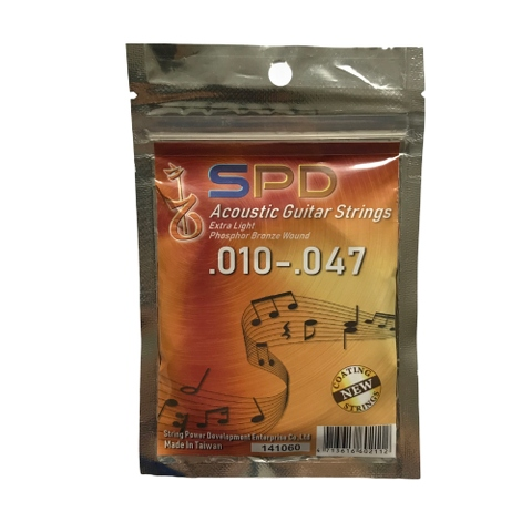 SPD Acoustic Guitar Strings,Phosphor Bronze Wound, .010-.047, Extra Light Tension (Aluminium Foil Zipper Bag)