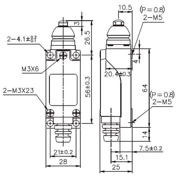 小型立式限動開關TZ-8111
