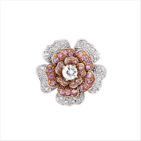 Colorful  Blooming Camellia Ring