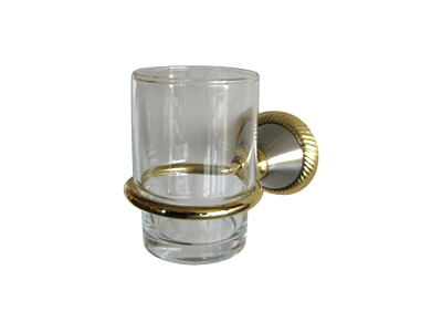 Brass Constructed Satin Nickel Royal Tumbler Holder with Glass Tumbler 8236