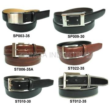 Casual Men's Leather Belts with Designed Buckles Fine Polish and Shiny Plating