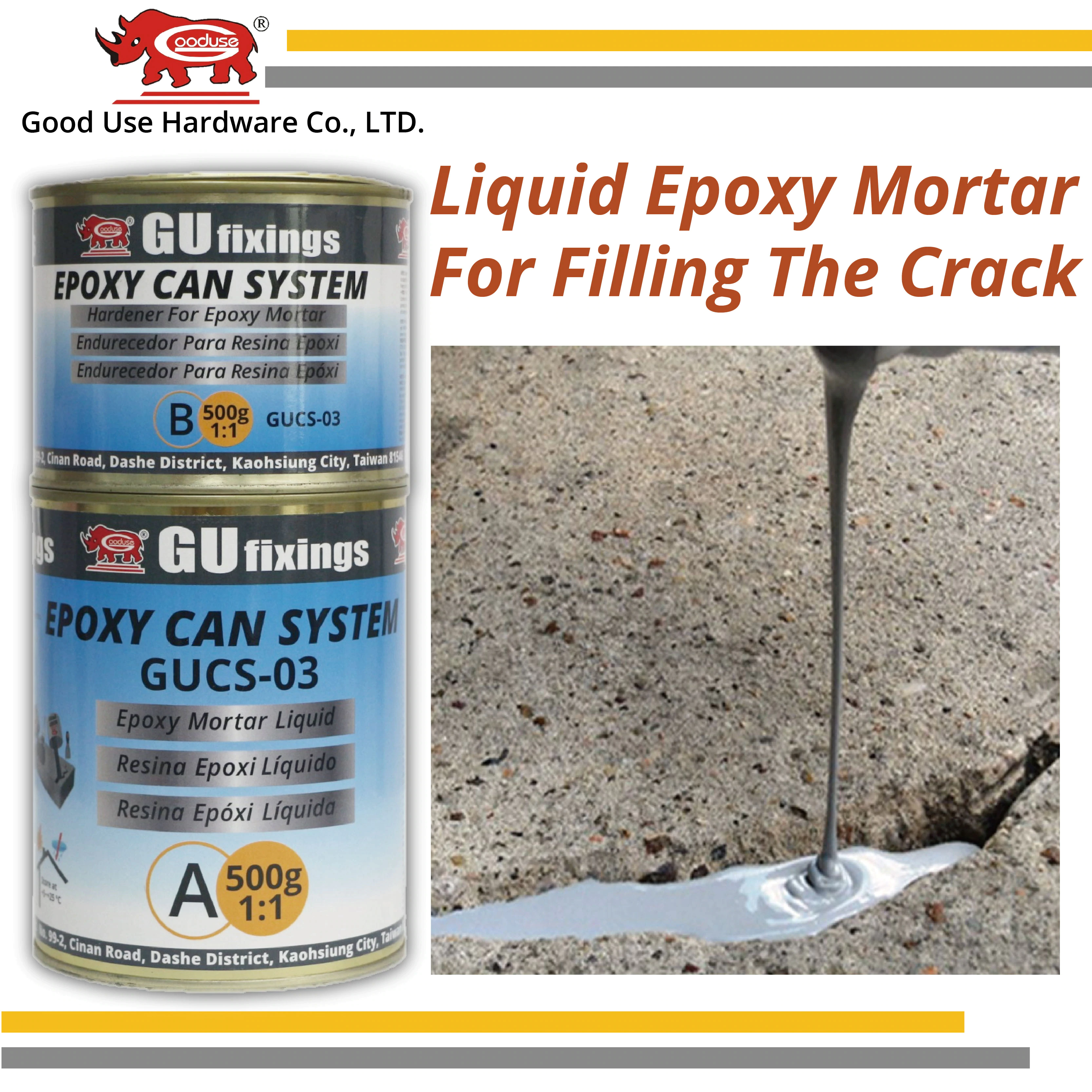 Easy mix liquid filling gray epoxy repair mortar