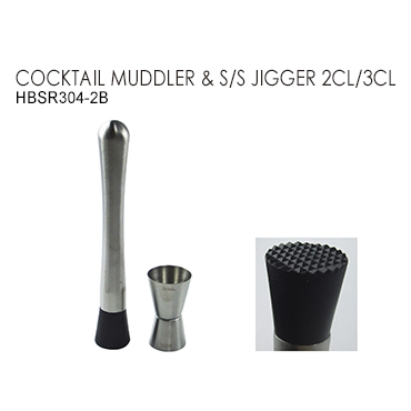 COCKTAIL MUDDLER & S/S JIGGER 2CL/3CL