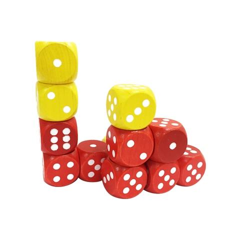 25mm white dot mixed 2 color red,yellow  round corner wooden dice