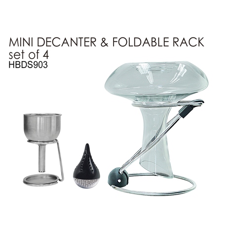 MINI DECANTER and FOLDABLE RACK set of 4