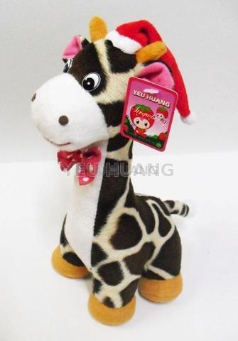 Plush giraffe with santa hat stuffed toy animal maker supplier factory manufacturer