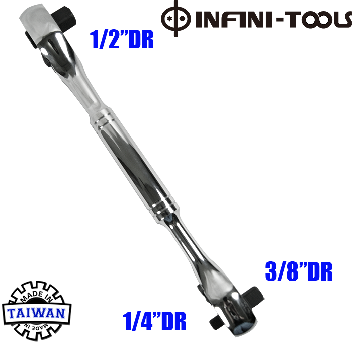 3 In 1 Ratchet Handle 72 Tooth Chrome 1 4 3 8 And 1 2 Inch Drives Taiwantrade Com