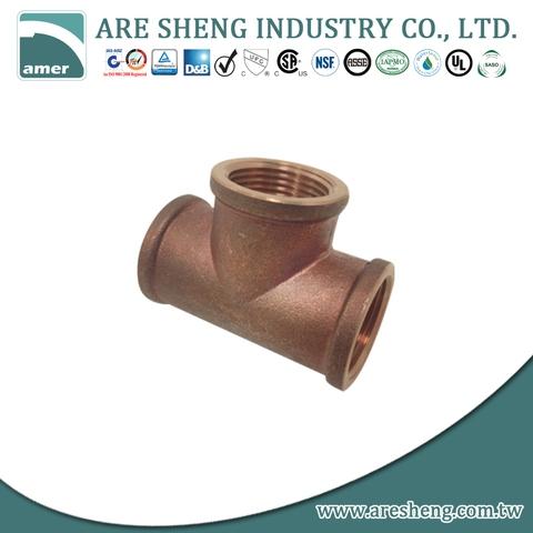 3 NPT Female Brass Pipe Tee Fitting, Equal Tee