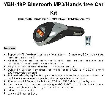 Bluetooth MP3/Hands Free Car Kit (Bluetooth Hands Free + MP3 Player +FM Transmitter).