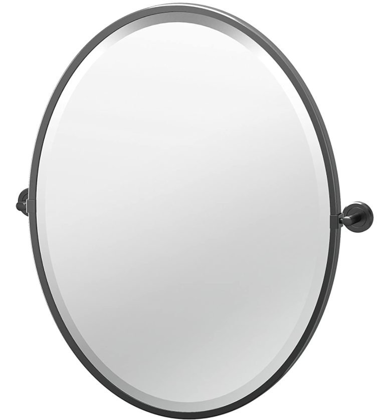 52x70cm Black Frame Oval Pivot Bathroom Wall Mirror Swivel and Wall