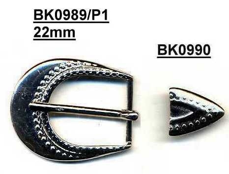 22mm lady wear leather pin belt buckle with belt end (#BK0989)