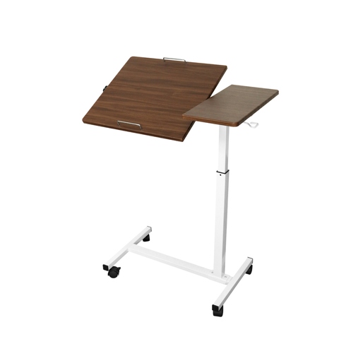 AirRise Adjustable Tilt Overbed Laptop Table- Walnut & White