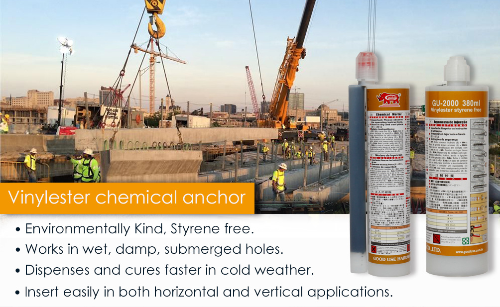 Eco-friendly formula injection two-component vinylester chemical anchor