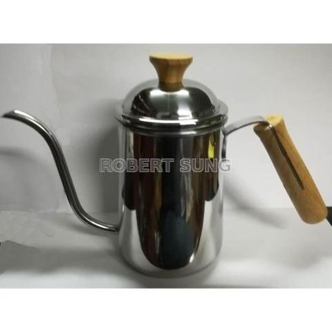  STAINLESS STEEL COFFEE POT with WOOD HANDLE