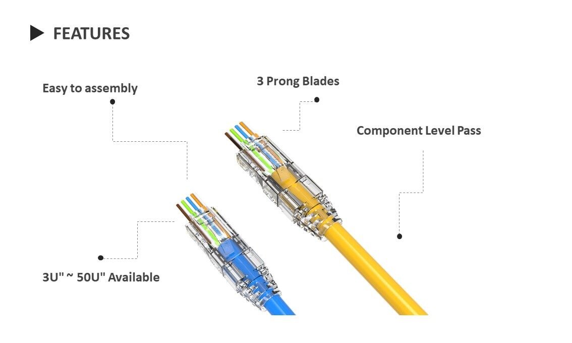 la conception facile du loquet RJ45 Arc peut rendre votre marque plus de valeur et un bon rapport de test, la conception perforée, en fait une installation facile.