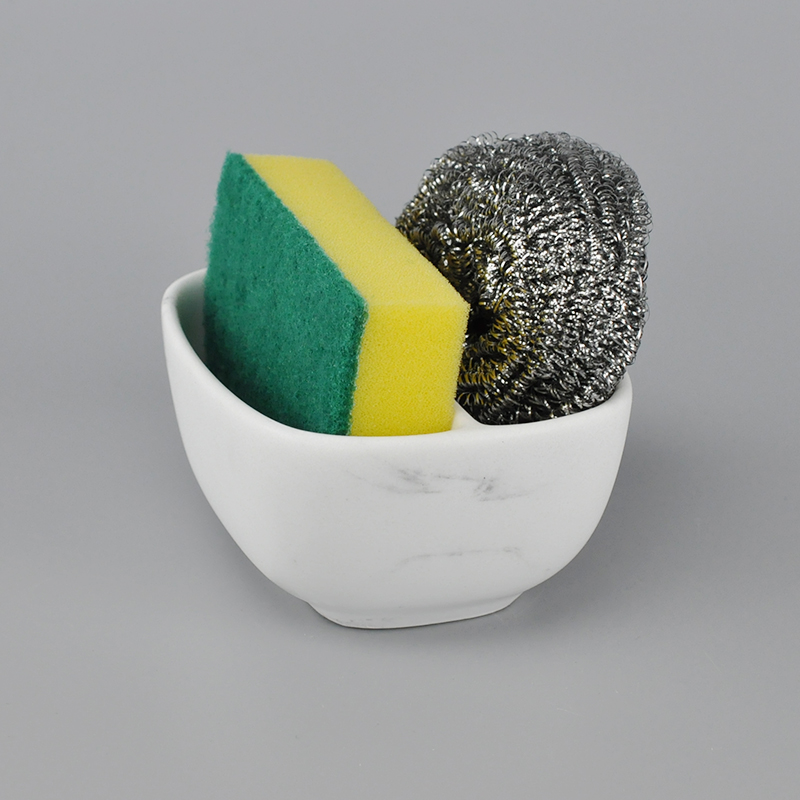 White Polyresin Kitchen Cleaning Sponge Brush Set Taiwantrade