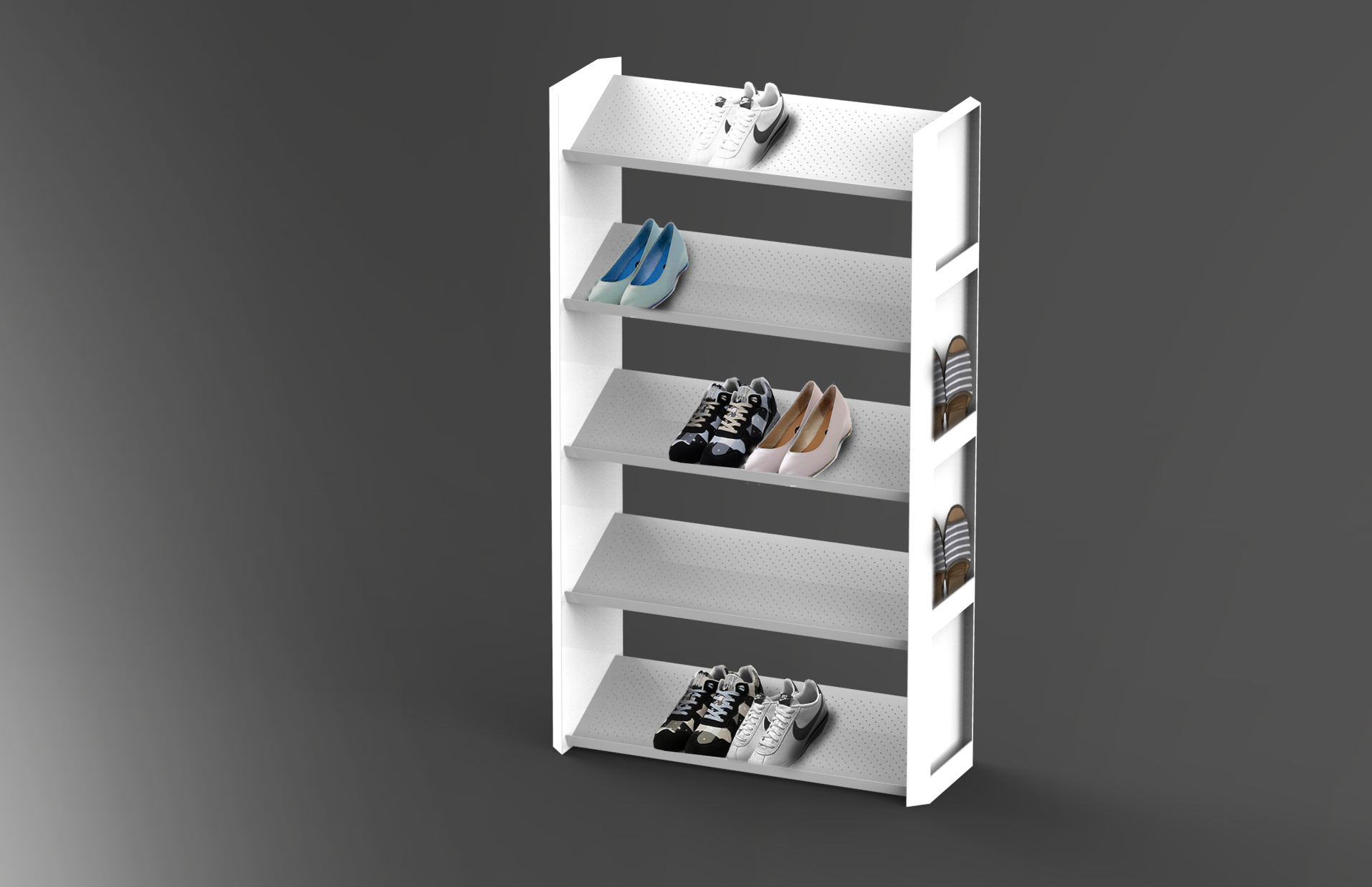 angled shoe shelf