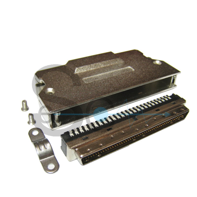 SCSI Male 100 Pin Connector Solder Type + Zinc Alloy Shell Spring