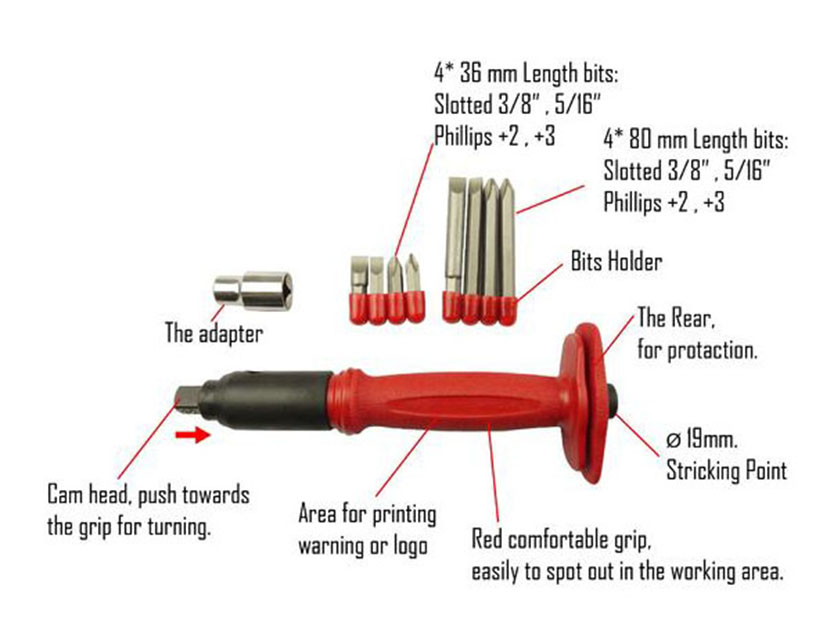 12 Pcs Manual Reversible Impact Driver