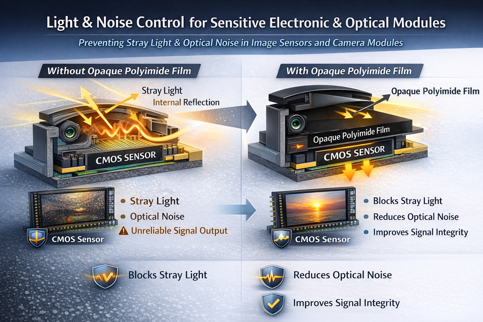 black & opaque PI film PIB for a functional isolation layer