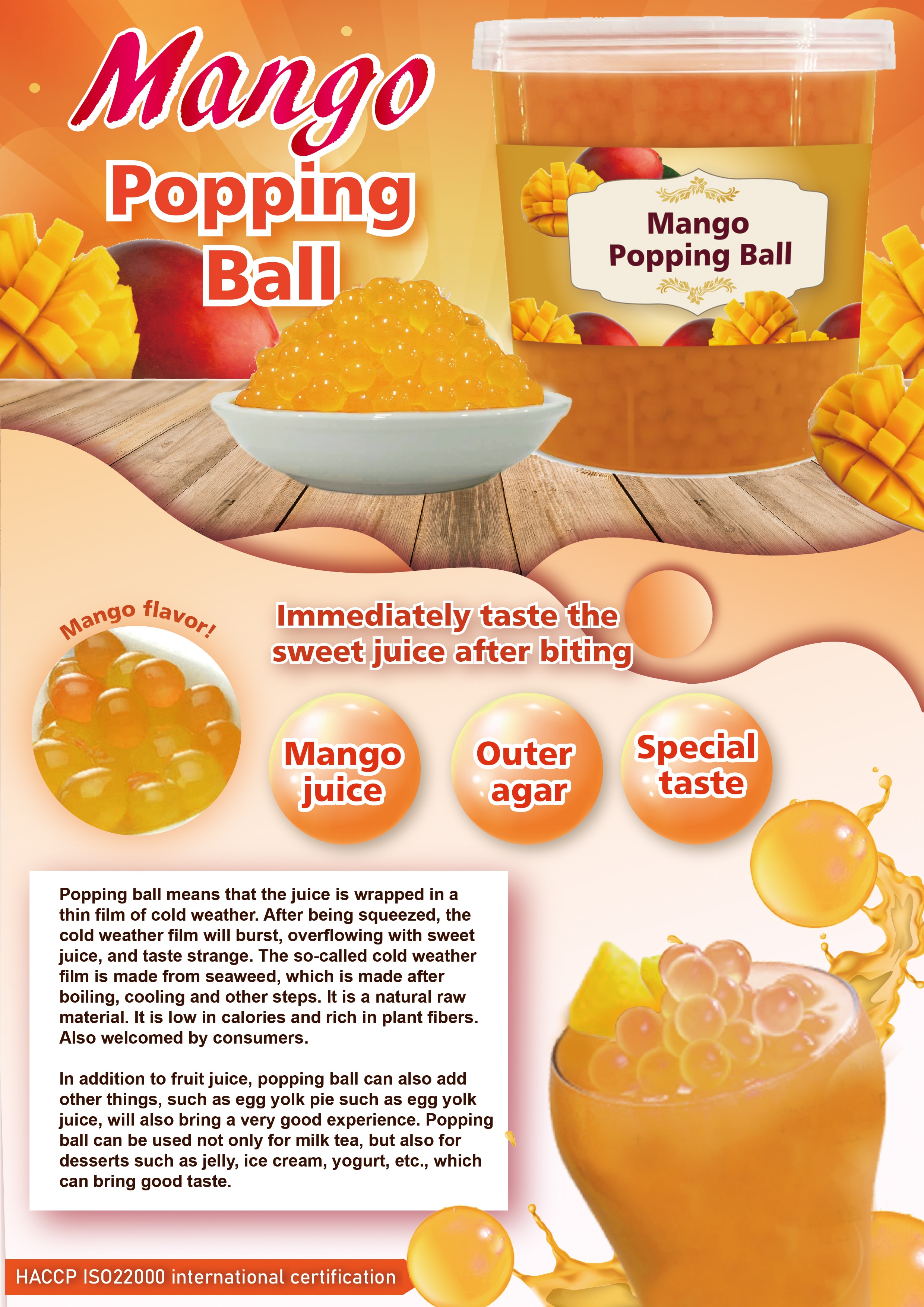 Mango popping boba (bursting boba) | Taiwantrade.com