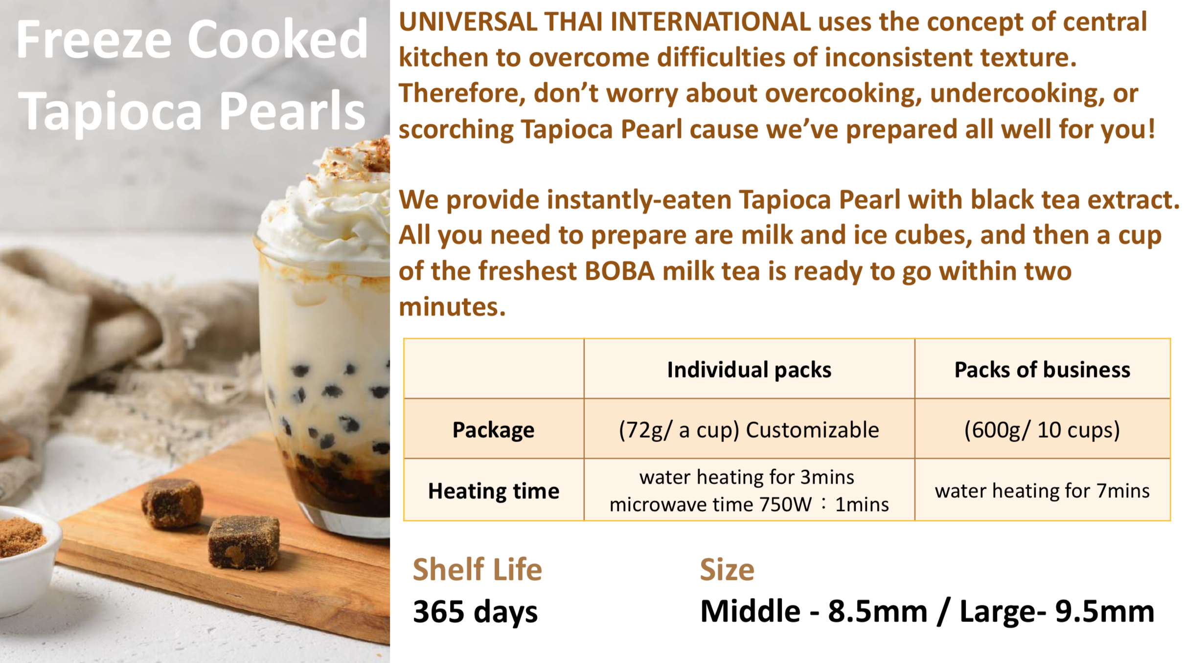 Freeze Cooked Tapioca Pearls Brown Sugar