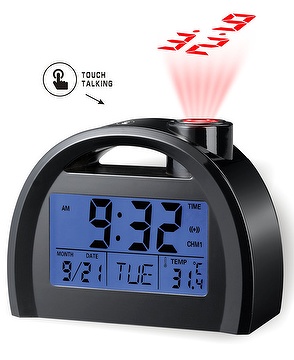 Touch Talking Projection Clock with Sound controlled backlight and projection display