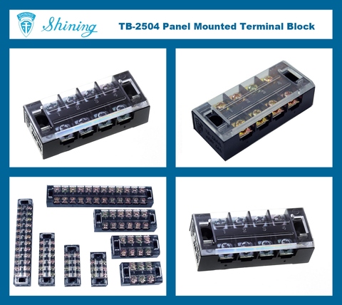 Panel Mounted Fixed Barrier 25A 4 Pole Terminal Block TB-2504