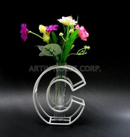 Wire Letter Vase (Glass Tube) - White | ARTIN HOUSE CORP.