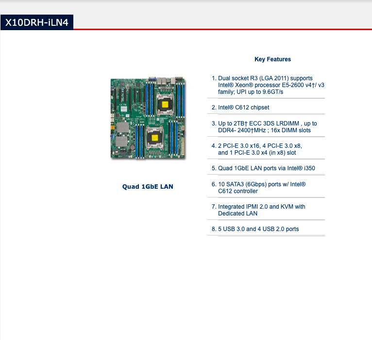 Supermicro MBDX10DRHILN4B (Bulk) Server Board