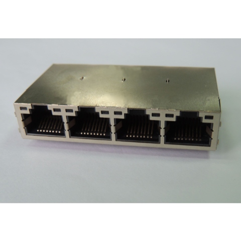 RJ45 1X4, W/1G TRANSFORMER AND 4PPoE, W/LED, SHIELDED