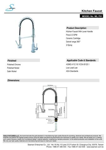 Kitchen Faucet With Lever Handle Taiwantrade Com