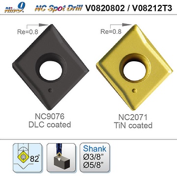 Nine9 NC Spot Drill-V0820802 / V08212T3 indexable insert, Max. Ø9, Ø14 type