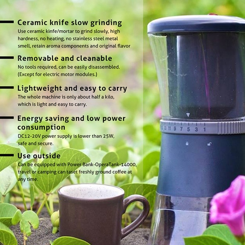 Purefresh Pro Portable Electric Coffee Grinder, washable Coffee