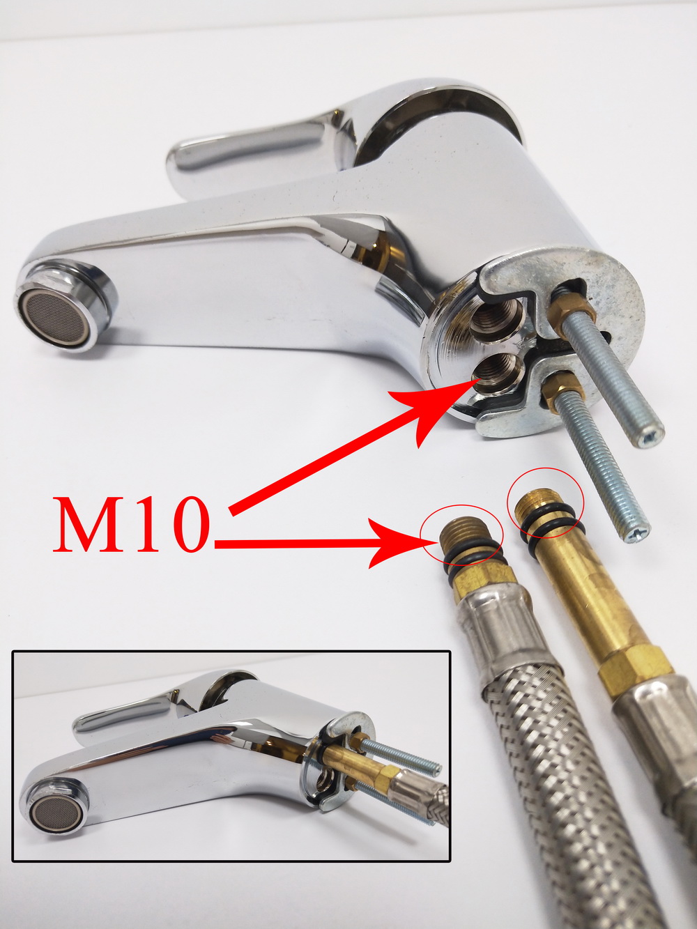 S.S. braided modern faucet connector x M10