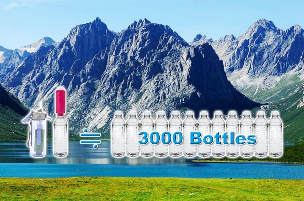 portable water pocket filter provide 3000bottle water is best camping water filter and emergency survival kit.